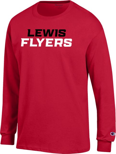 Lewis Champion Long Sleeve T Shirt Lewis Flyers Wordmark - Vertical