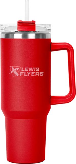 Lewis Hippo Mug & Straw Lid with Twist Closure 40 oz Lewis Flyers - Horizontal Reversed Engraved